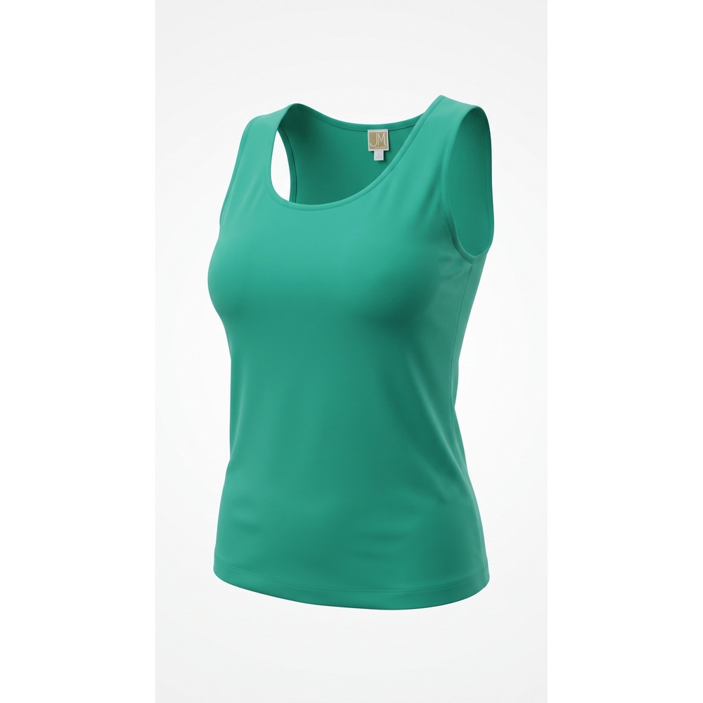 JM Collection Woman Teal Green Sleeveless Scoop Neck Tank Top 1X Nylon Spandex